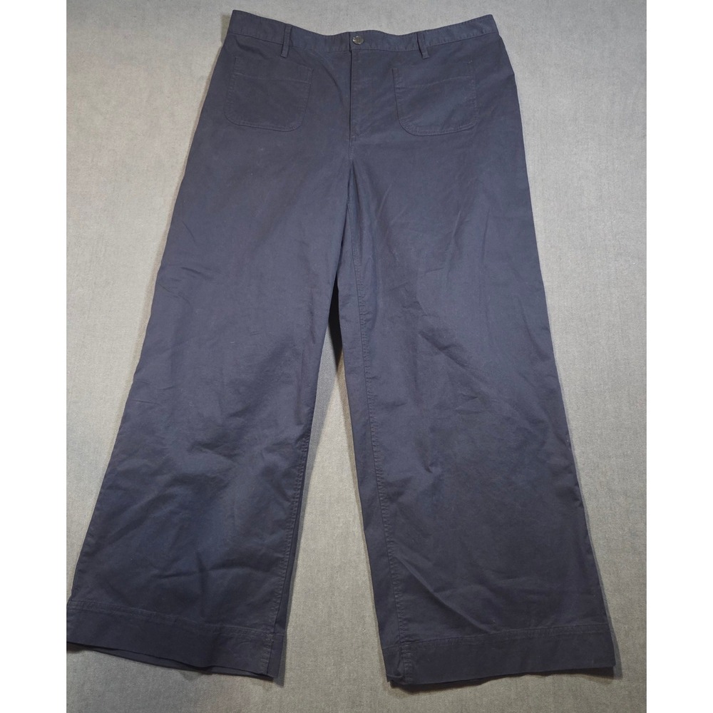 Free Assembly Wide Leg Pants Womens XXL (20) Navy Blue Stretch Patch Pocket